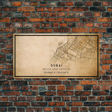 Dubai UAE map print poster or framed canvas, Dubai map print poster canvas, Dubai city map print poster canvas, Vintage Travel Art