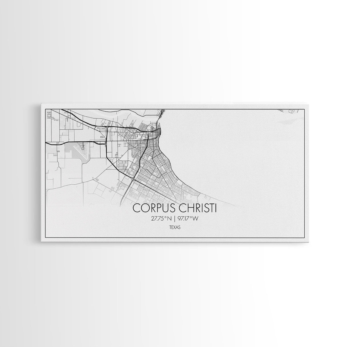 Corpus Christi Street Map, Texas Map, Map Print, Minimalist Art, Wall Art, Canvas Art, Homeschool Gifts, College Dorm Décor, Tiny Home Décor