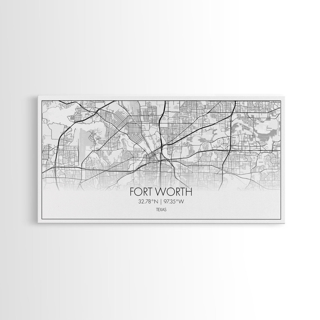 Fort Worth Map, Texas Map, Map Art, Minimalist Art, Wall Art, Canvas Art, Lake House Décor, RV Wall Décor, Birthday Gift, Office Wall Print