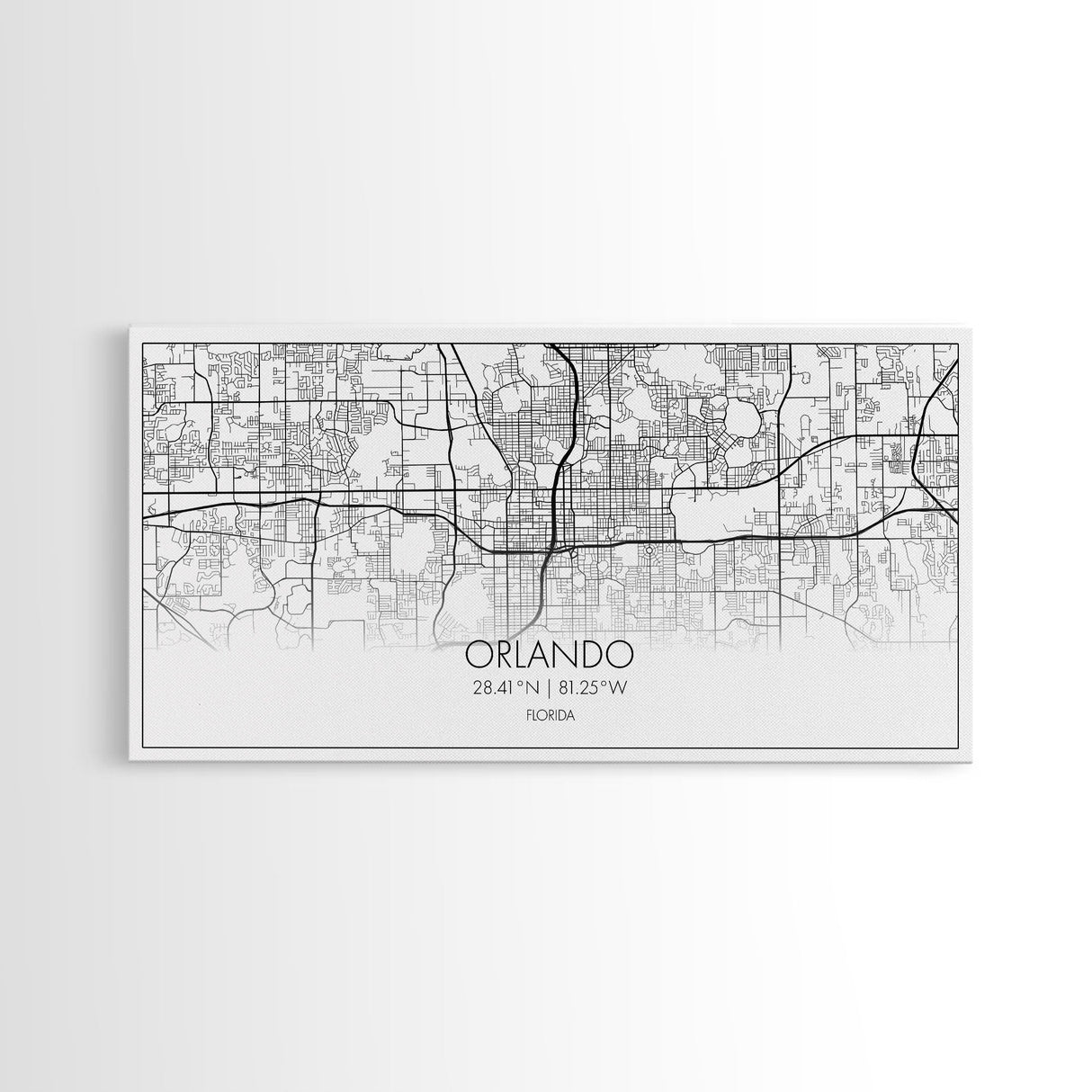 Orlando City Map, Florida Art, Map Print, Minimalist Wall Art, Wall Art, Canvas Art, New Homeowner Gift, Gaming Wall Décor, Wall Hanging