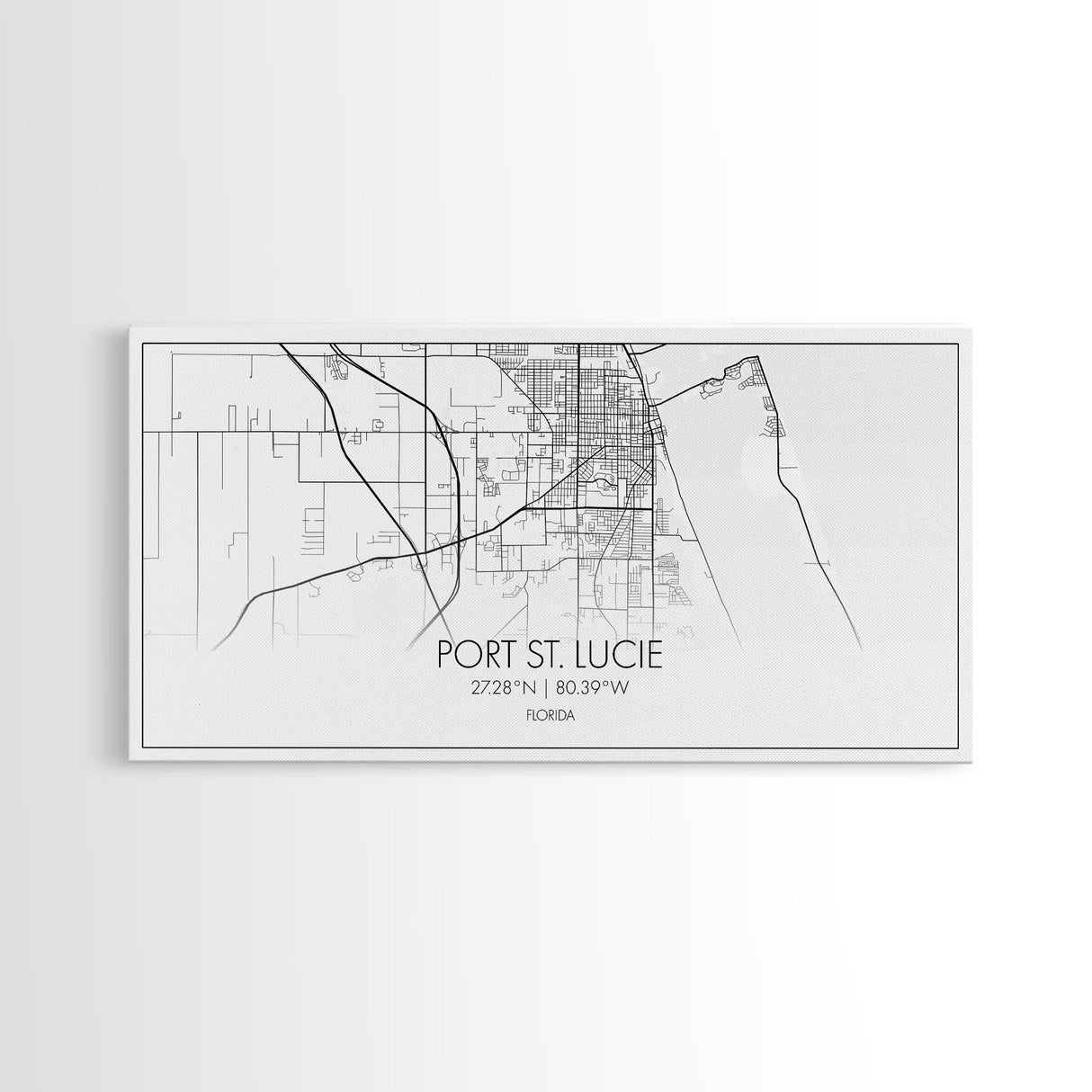 Port St Lucie City Map, Florida Art, Map Print, Minimalist Wall Art, Wall Art, Canvas Art, Rustic Wall Art, Birthday Gift, Dorm Room Décor