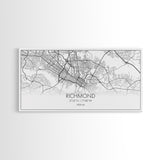 Richmond City Map, Virginia Art, Map Print, Minimalist Wall Art, Wall Art, Canvas Art, Best Gifts For Him, Wall Décor Prints, Horizontal Art