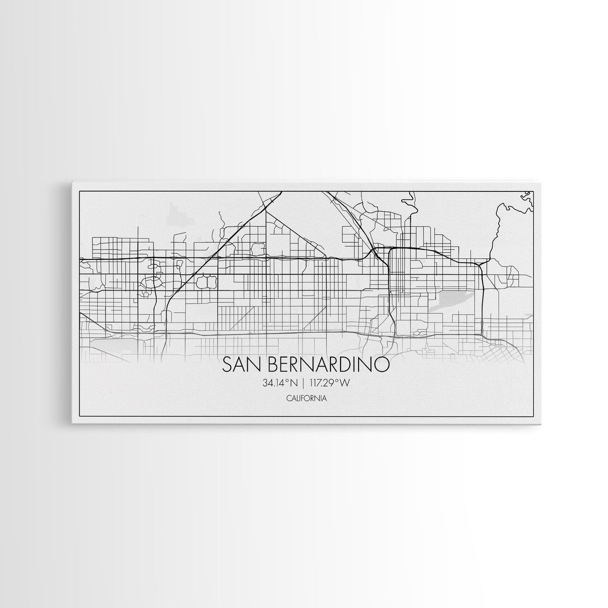 San Bernardino City Map, California Art, Map Print, Minimalist Wall Art, Wall Art, Canvas Art, Business Gift, Dorm Décor, Office Prints