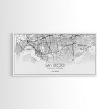 San Diego City Map, California Art, Map Print, Modern Wall Art, Wall Art, Canvas Art, Home Décor Prints, Friendship Gift, Horizontal Art
