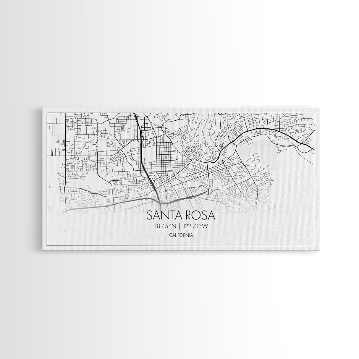 Santa Rosa City Map, California Art, Map Print, Modern Wall Art, Wall Art, Canvas Art, Modern House Art, Bedroom Prints, Nerdy Home Décor