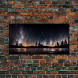 Canvas Wall Art Landscape Mountains Nature Painting Prints Minimalist Modern Home Artwork Decoration Night Sky With Stars