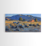 Rustic Cabin in Open Field, Framed Canvas Print, Ideal for Living Room Art, Country Style Home Decor, Cozy Bedroom Wall Art