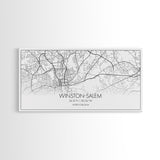 Winston Salem City Map, North Carolina Art, Map Print, Modern Wall Art, Wall Art, Canvas Art, Modern Office Art, Room Décor For Teens