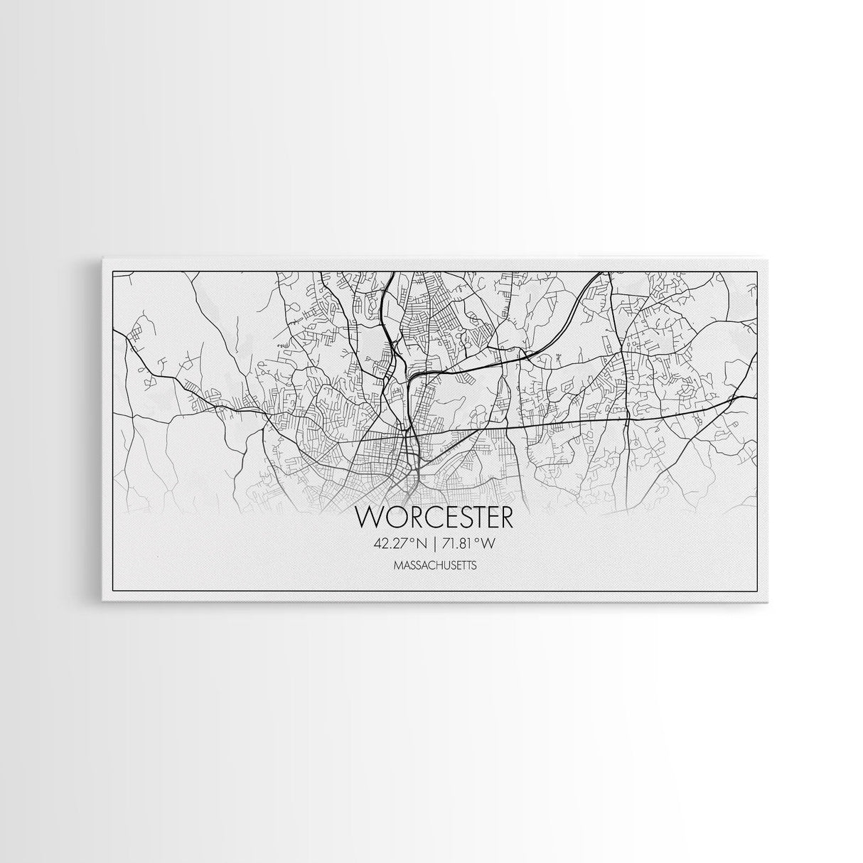 Worcester City Map, Massachusetts Art, Map Print, Modern Wall Art, Wall Art, Canvas Art, Dining Room Décor, Boho Wall Art, Prints Wall Art