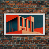 Surreal Brutalist Architecture Art, Pop Art Deco, Psychedelic Art, Wall Decor, Ready To Hang Framed Canvas Print, Oversize Wall Art
