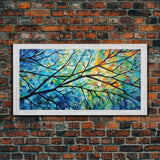 Beautiful Impasto Style Tree Branch& Leaves Canvas Print, Framed Wall Art, Above Sofa Art, Air BNB Decor, Framed Wall Decor, Centerpiece Art
