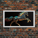 Steampunk Horse Automaton, Pop Art, Framed Canvas Print, Unique Wall Art, Living Room Decor, Huge Oversize Retro Style Art