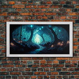 Beautiful Fantasy Art, Framed Canvas Print, Moonlit Forest Floor Fantasy Concept Art