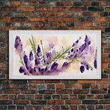 Wild Lavender wall art, canvas print, watercolor painting of lavender flowers, Botanical art, farmhouse decor