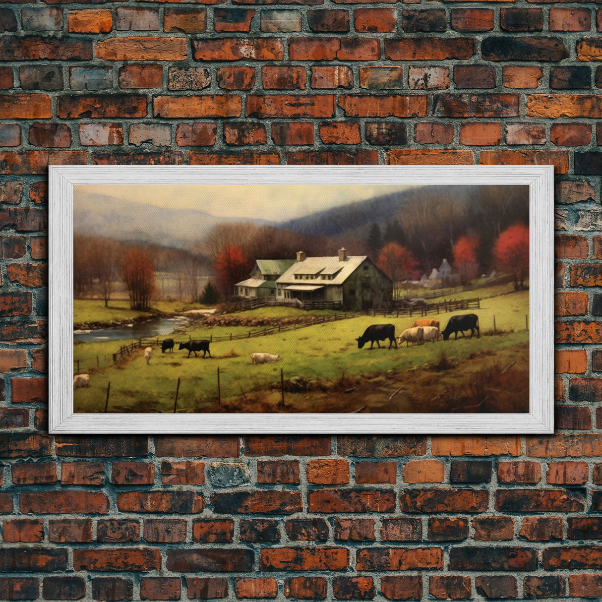 Farm Wall Decor, Country Wall Decor, Farm Animals Wall Decor, Fall Wall Art, Panoramic Wall Decor, Canvas Print, Wall Art, Framed Canvas Art