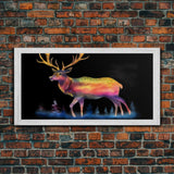 Abstract Stag Wall Art, Animal Art Print, Colorful Art, Watercolor Wall Art, Panoramic Wall Decor, Canvas Print, Wall Art, Framed Canvas Art