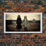 Little Witches Gothic Victorian Haunted Art, Spooky Halloween Decor, Framed Canvas Print, Halloween Poster, Halloween Wall Art, Creepy Decor