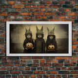 The Little Witches Gothic Victorian Haunted Art, Spooky Halloween Decor, Framed Canvas Print, Halloween Poster, Scary Halloween Wall Art