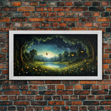 Enchanted Forest, Wildflower Meadow, Butterfly Art, Panoramic Art, Wall Art, Canvas Art, Landscape Art, Landscape Print, Nursery Wall Art