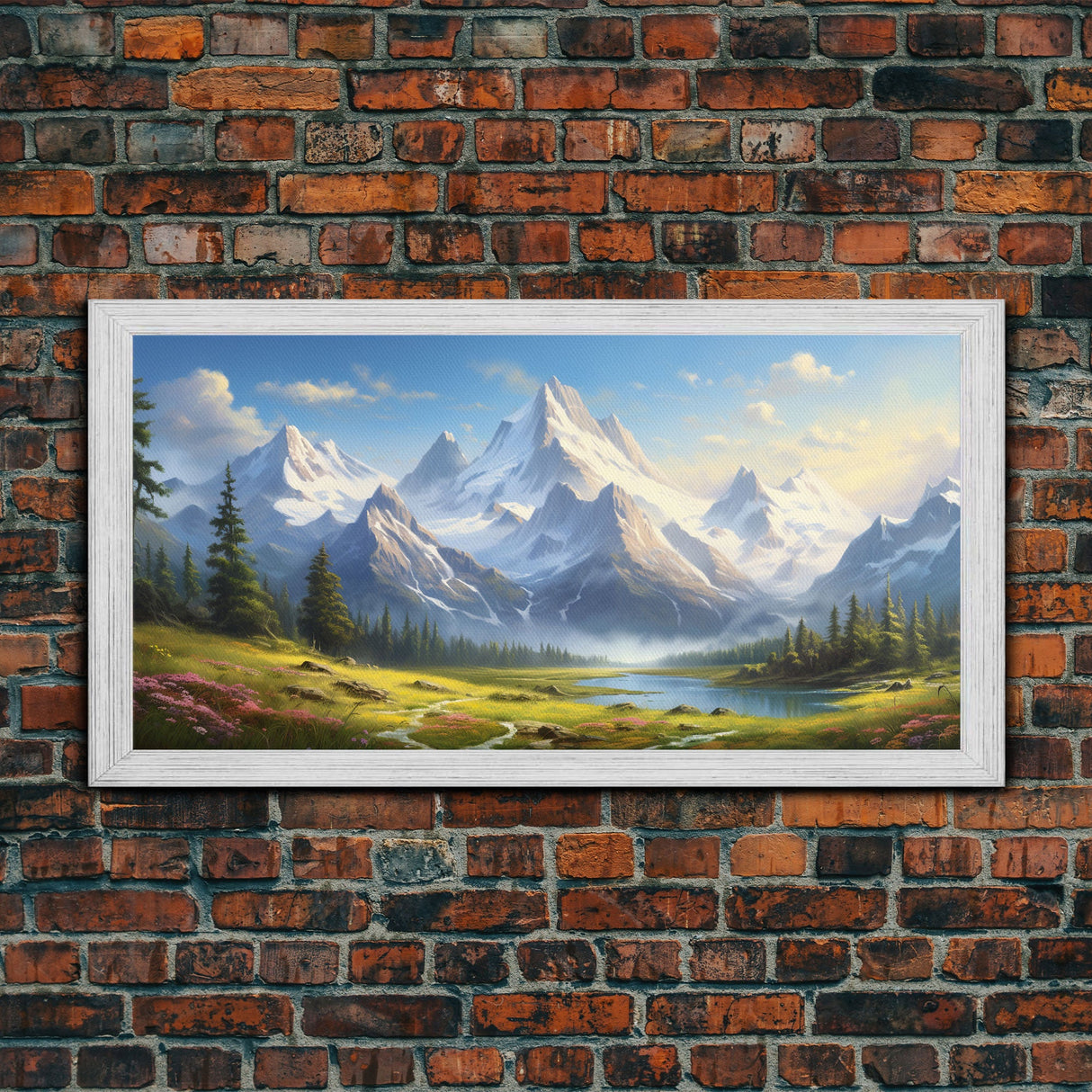 Mount Rainier, Gallery Wall Art, Framed Canvas Print, Original Oil Painting Reproduction Print, Landscape Art, Guest Room Decor