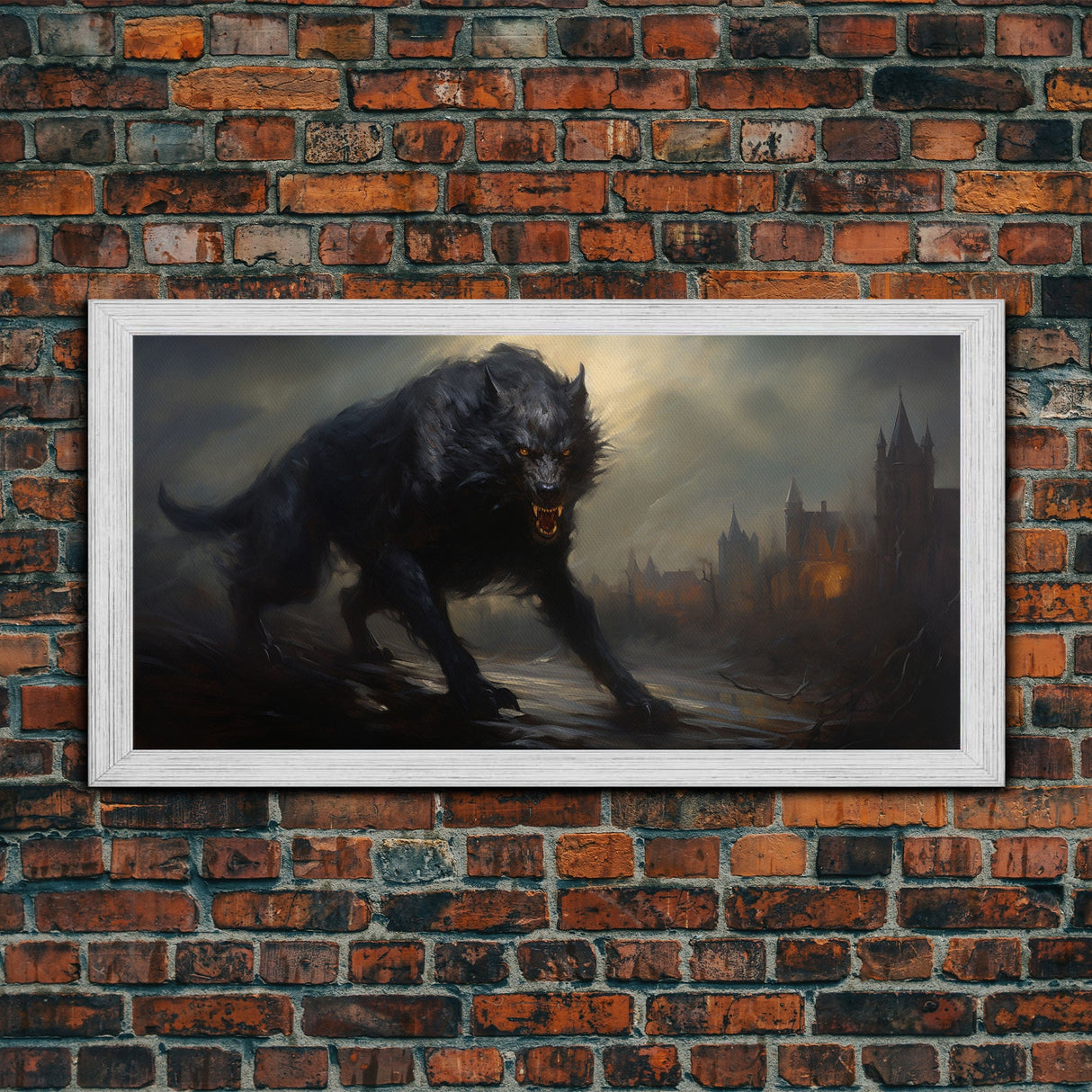 The Werewolf, Halloween Art Print, Framed Canvas Art, Halloween Poster Print, Victorian Dark Academia Oil Painting