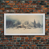 Snowed In - Framed Canvas Print - Winter Decor - Winter Art - Holiday Decor - Farmhouse Decor - Farmhouse Rustic Art - Winter Centerpiece