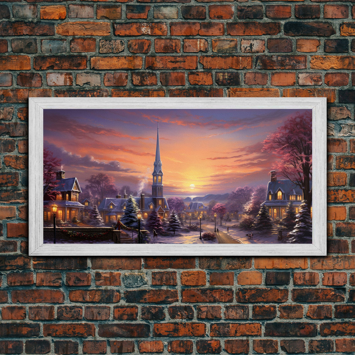 Winter Wonderland Oil Painting Framed Canvas Print - Christmas Decor - Handmade Christmas Gift - Christmas Decoration - Home Decor Wall Art