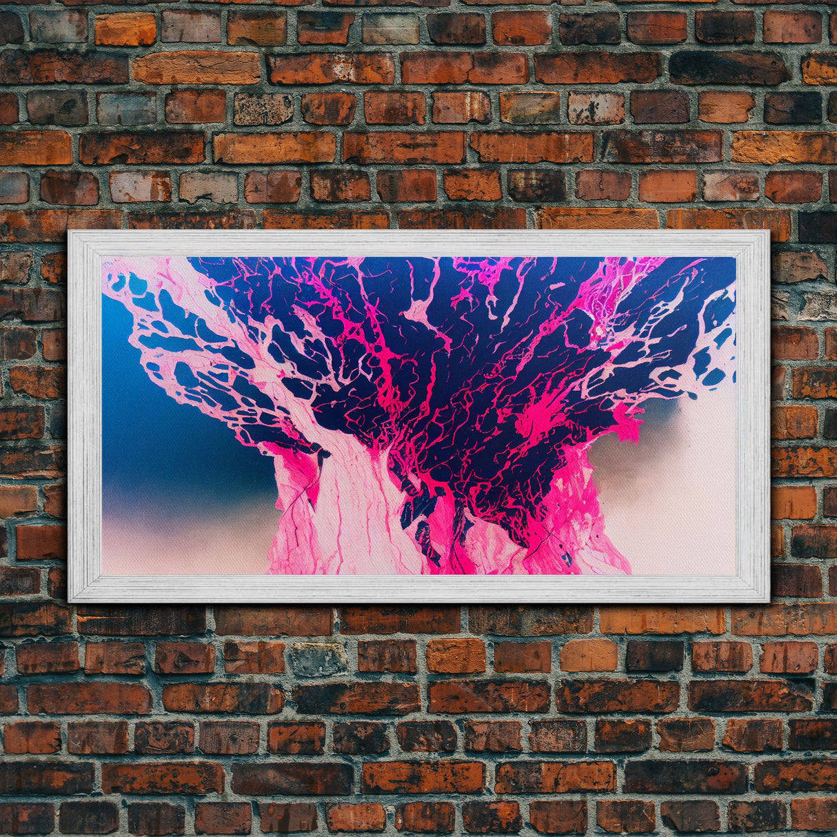 Neon Pink Explosion, Trippy Psychedelic Art, Ready To Hang Canvas Print, Framed Canvas Wall Art