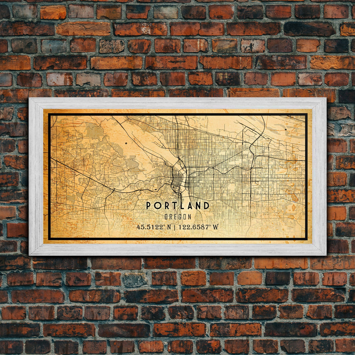 Portland Oregon Street Map, Framed Canvas Art, Oregon United States Road Map Wall Art, Office Wall Art, Portland Wall Decor for Office