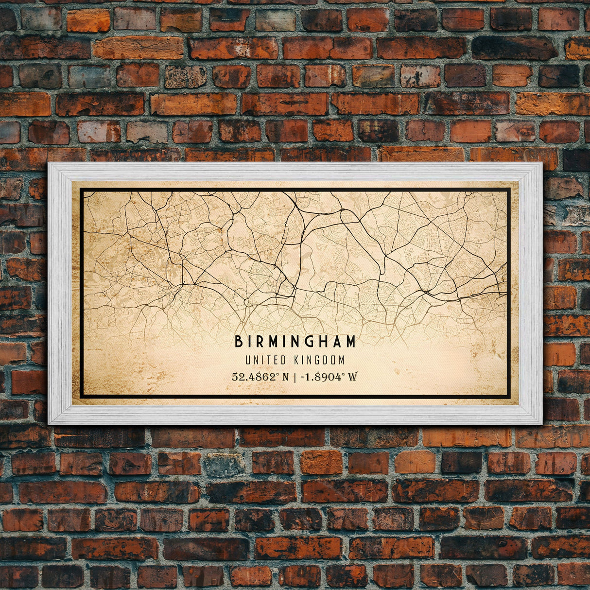 Birmingham UK map print poster or framed canvas, England map print poster canvas, UK city map print poster canvas, Vintage Travel Art