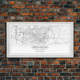 Greensboro City Map, North Carolina Map, Map Art, Minimalist Art, Wall Art, Canvas Art, Cabin Wall Art, Living Room Wall Art, New Home Gift