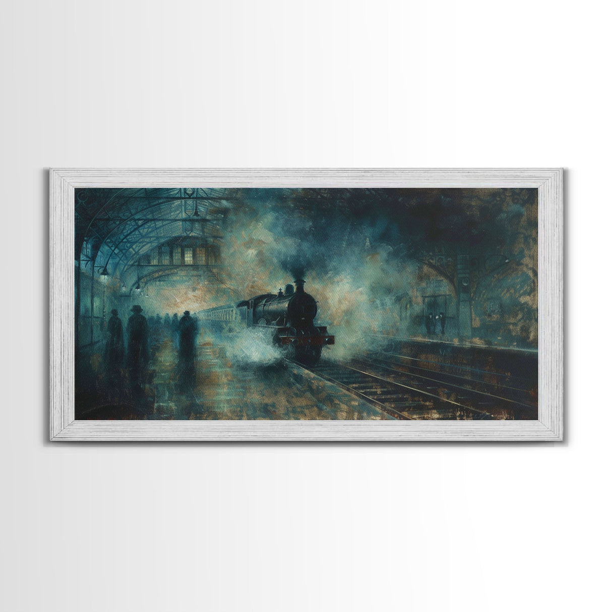 Haunted Railway, Spooky Wall Art, Framed Canvas Print, Unique Halloween Wall Art Gift Idea, Halloween Props