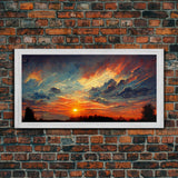 Mountain Sunset Oil Painting On Canvas, Canvas Print, Ready to hang gallery wrapped nature canvas print