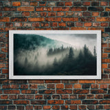 Foggy Forest wall art, relaxing art, zen art, framed canvas print, foggy landscape, trendy decor