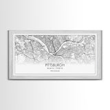 Pittsburgh City Map, Pennsylvania Art, Map Print, Minimalist Wall Art, Wall Art, Canvas Art, Hostess Gift, Travel Wall Print, Wall Hanging
