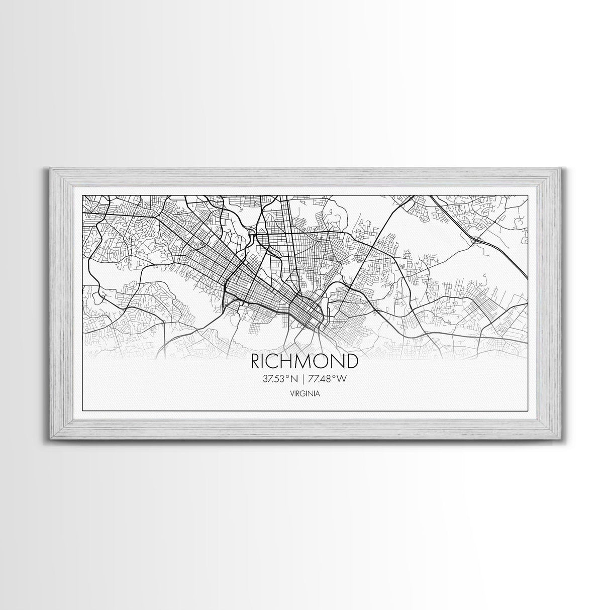 Richmond City Map, Virginia Art, Map Print, Minimalist Wall Art, Wall Art, Canvas Art, Best Gifts For Him, Wall Décor Prints, Horizontal Art