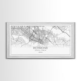 Richmond City Map, Virginia Art, Map Print, Minimalist Wall Art, Wall Art, Canvas Art, Best Gifts For Him, Wall Décor Prints, Horizontal Art