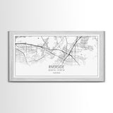 Riverside City Map, California Art, Map Print, Minimalist Wall Art, Wall Art, Canvas Art, Dorm Room Décor, Gift For Husband, Cabin Wall Art
