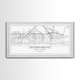 San Bernardino City Map, California Art, Map Print, Minimalist Wall Art, Wall Art, Canvas Art, Business Gift, Dorm Décor, Office Prints