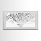 San Diego City Map, California Art, Map Print, Modern Wall Art, Wall Art, Canvas Art, Home Décor Prints, Friendship Gift, Horizontal Art