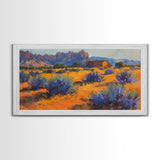 Rustic Barn in Desert Scene, Stunning Wall Art for Bedroom, Framed Canvas Print, Boho Style, Minimalist Home Decoration