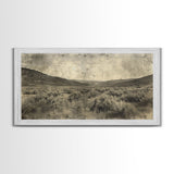 Expansive Desert Landscape with Rolling Hills Framed Canvas Print for Farmhouse Bedroom Wall Art Rustic Home Decoration, Scenic Nature Scene