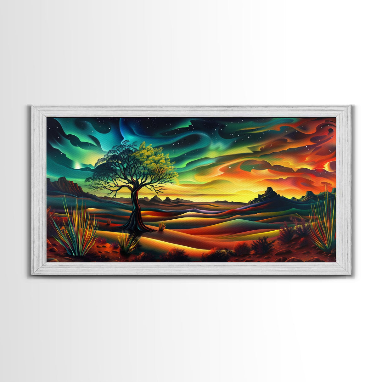 Van Gough Inspired Snowy Mountain Scenery, Striking Framed Canvas Print, Ideal for Living Room Art, Rustic Bedroom Decor Nature Wall Art