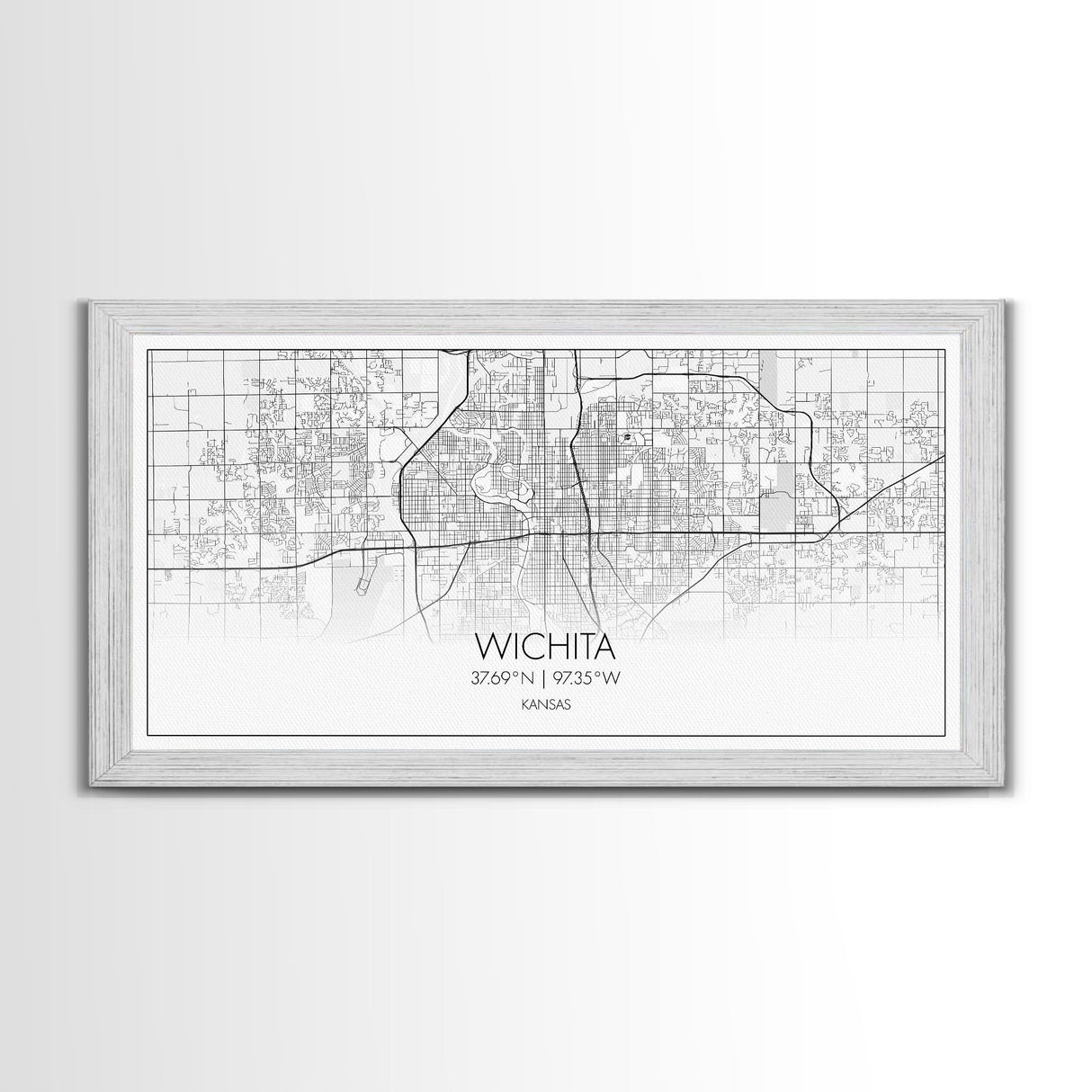Wichita City Map, Kansas Art, Map Print, Modern Wall Art, Wall Art, Canvas Art, Best Friend Gifts, College Dorm Décor, Modern House Art