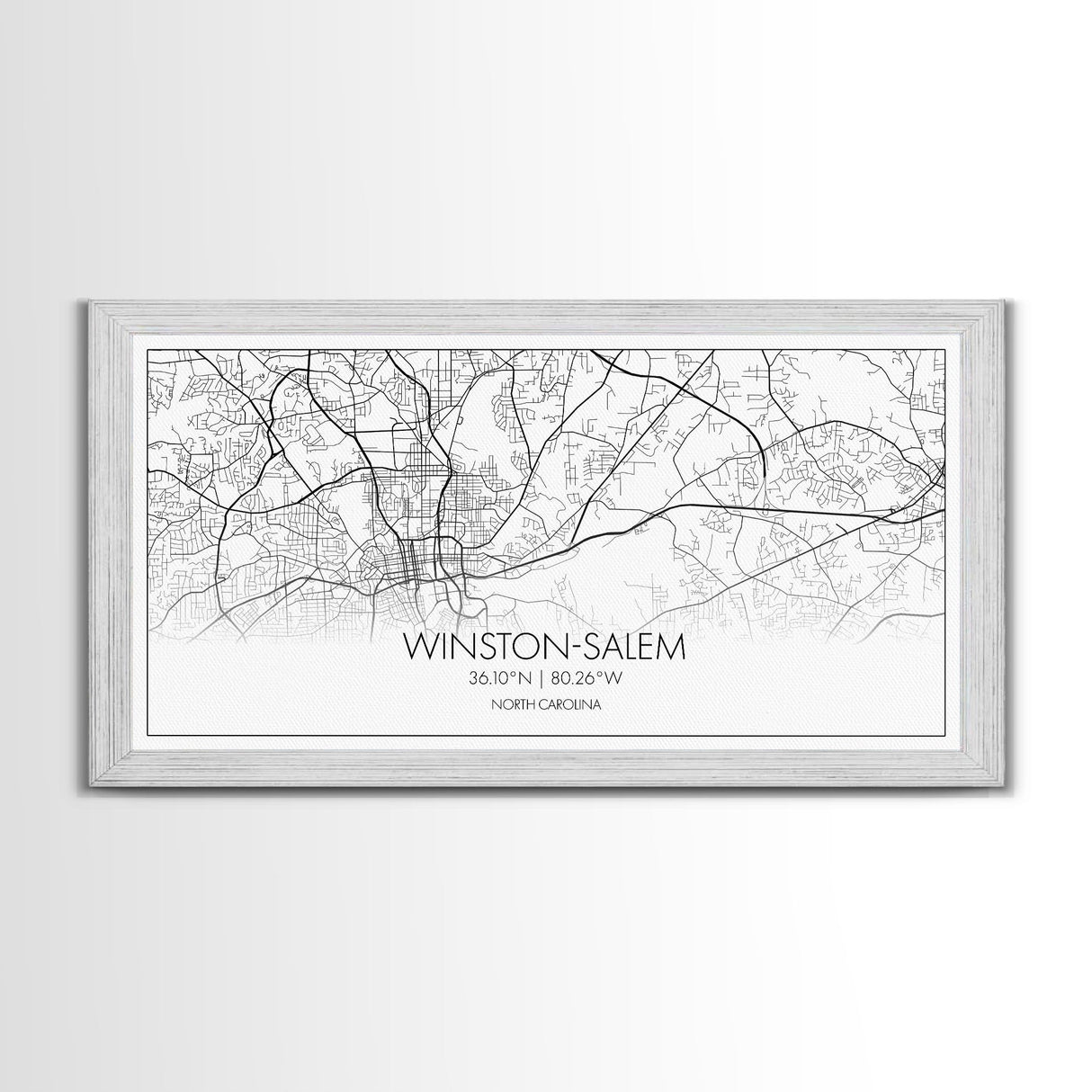 Winston Salem City Map, North Carolina Art, Map Print, Modern Wall Art, Wall Art, Canvas Art, Modern Office Art, Room Décor For Teens