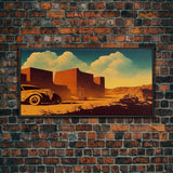 Abandoned Art, 1940s Abandoned pueblo style villa, Wall Decor, Ready To Hang Framed Canvas Print, Oversize Wall Art