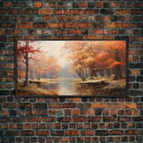 Beautiful Fall Landscape Painting Framed Canvas Print, Fall Decor, Thanksgiving Decor, Autumn Decor, Home Decor, Fall Decorations