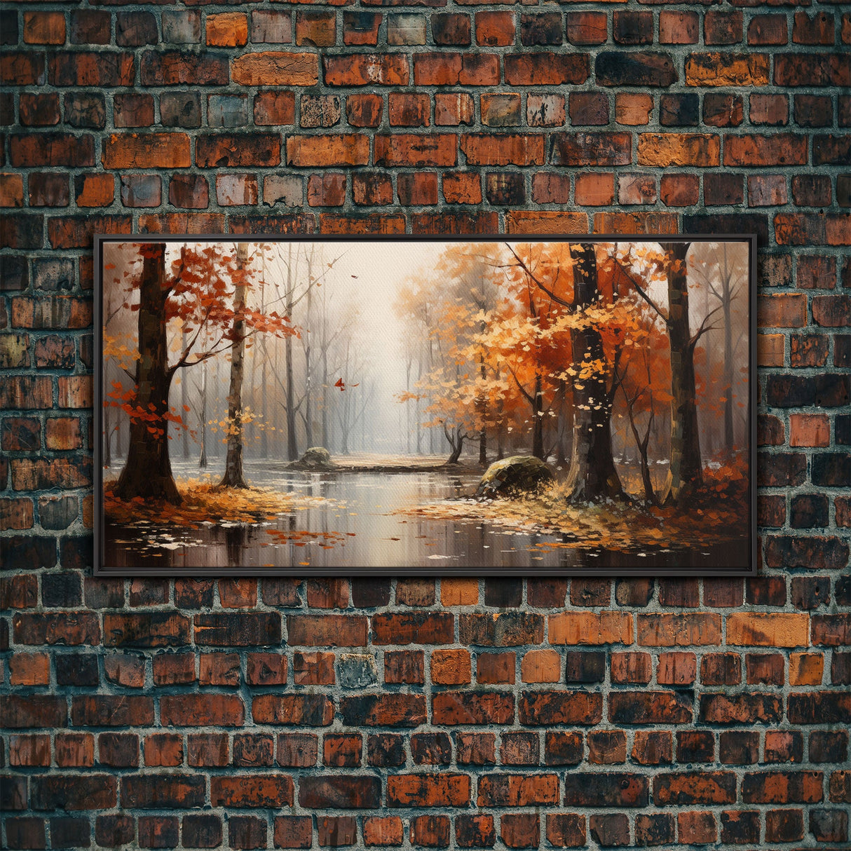 Beautiful Fall Centerpiece Landscape Painting Framed Canvas Print, Fall Decor, Thanksgiving Decor, Autumn Decor, Home Decor Fall Decorations