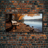 Pacific Northwest Photography Print, Beautiful Lakeside Park In The Fall, Framed Canvas Print, Photography Decor, Fall Decor