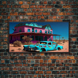 Fallout Style Art, Atomic age, abandoned post apocalyptic, framed canvas print, cool wall art